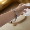Unisex Black Zircon Titanium Steel Bracelet Korea Silver Geometric Splice Chain Fashion Jewelry for Men And Women