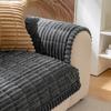 Thicken Stripe Flannel Quilting Anti-Slop Sofa Cover, Simplized Design Sofa Seat Pad Multiuse Washable Sofa Towel