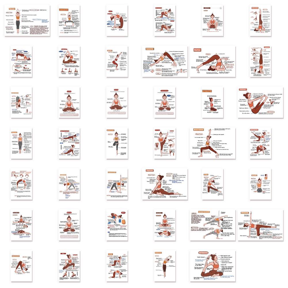 Set of 41 Creative English Yoga Stickers for Journals, DIY Projects, Water Bottles, Phone Cases, and Laptops