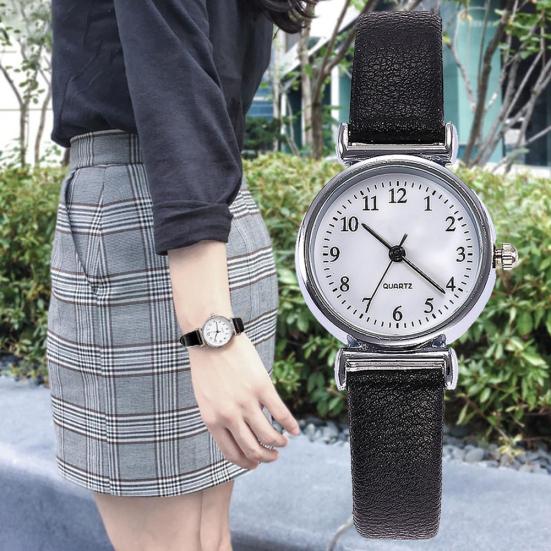 Simple Women Small Round Dial Arabic Numbers Analog Quartz Wrist Watch Gift