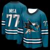Eishockey-Trikot - Türkis/Schwarz/Weiße Akzente Haifisch-Logo mit Hockeyschläger Bequeme Basisschicht für Herbst und Winter