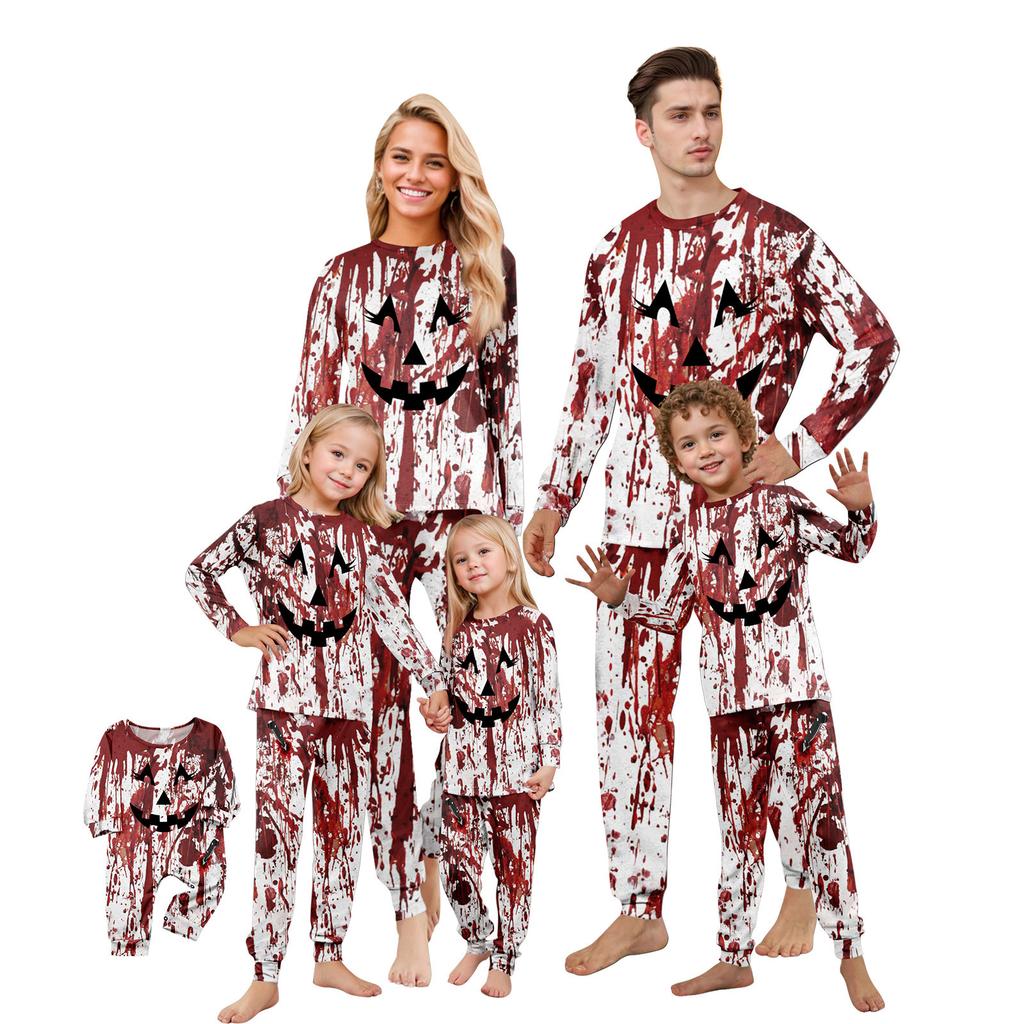 Print Cute Family Set Pajamas, Home Clothes, Family Set Long Sleeve Top Pants Set