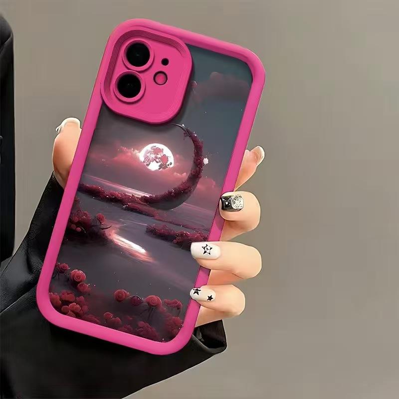 Moon Flower Sea is suitable for Apple 16ProMax mobile phone case iPhone15 anti-drop 14Pro all-inclusive 17Air beautiful