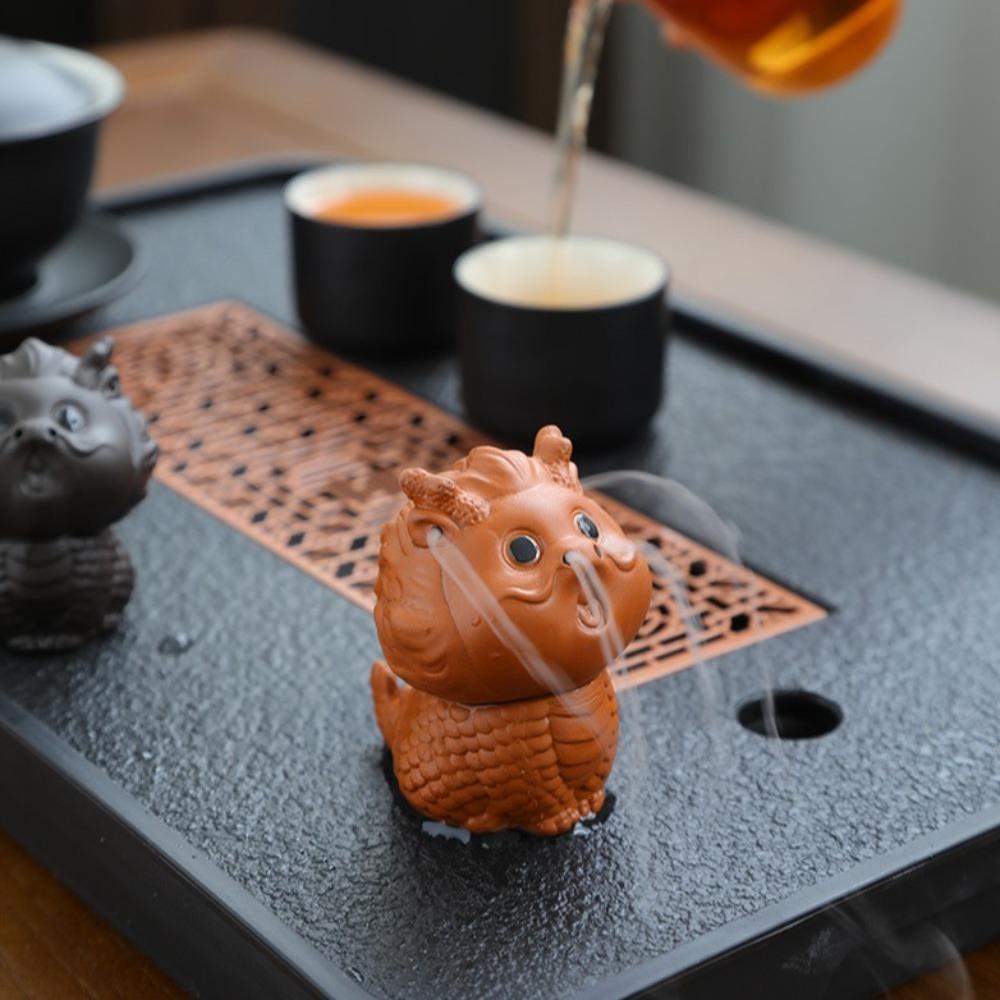 Dragon Purple Clay Tea Pet Cute Mascot Figurines God Beast Table Decoration Tea Play Tea Ceremony Desktops Animal Ornament