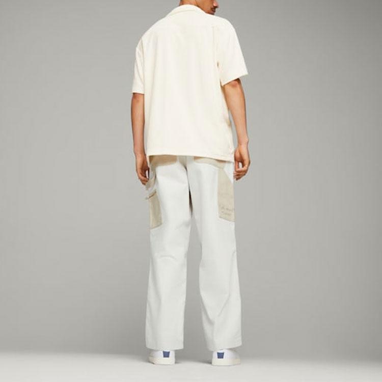 Puma Color Block Wide Leg Casual Pants Men Bottoms Beige 620886-65