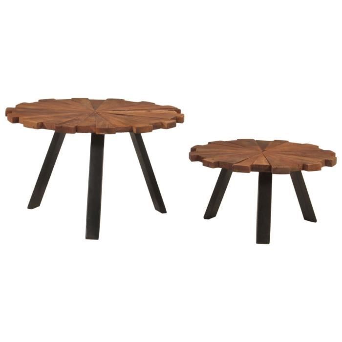VidaXL Tables basses 2 pcs bois massif récupéré et fer 356250