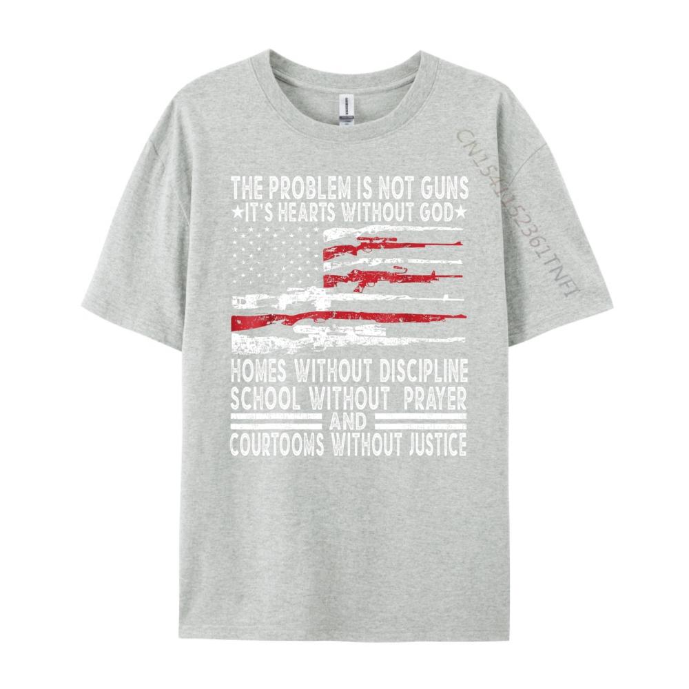 Funny Shirt The Problem Is Not Guns Its Hearts Without God Christian Tshirt Men Fashionable and Trendy Tshirts Men Funny