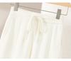 New White Wide-Leg Knitted Pants with Drawstring - Loose, Thickened, Plus Size for Autumn & Winter Casual Wear