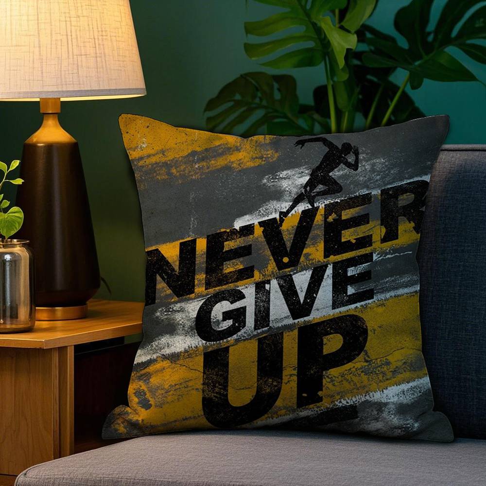 

Never Give Up Pillow Case Plush Fabric Soft Double Sided Print Home Sofa High Quality Cushion Cover Throw 12x12Inch