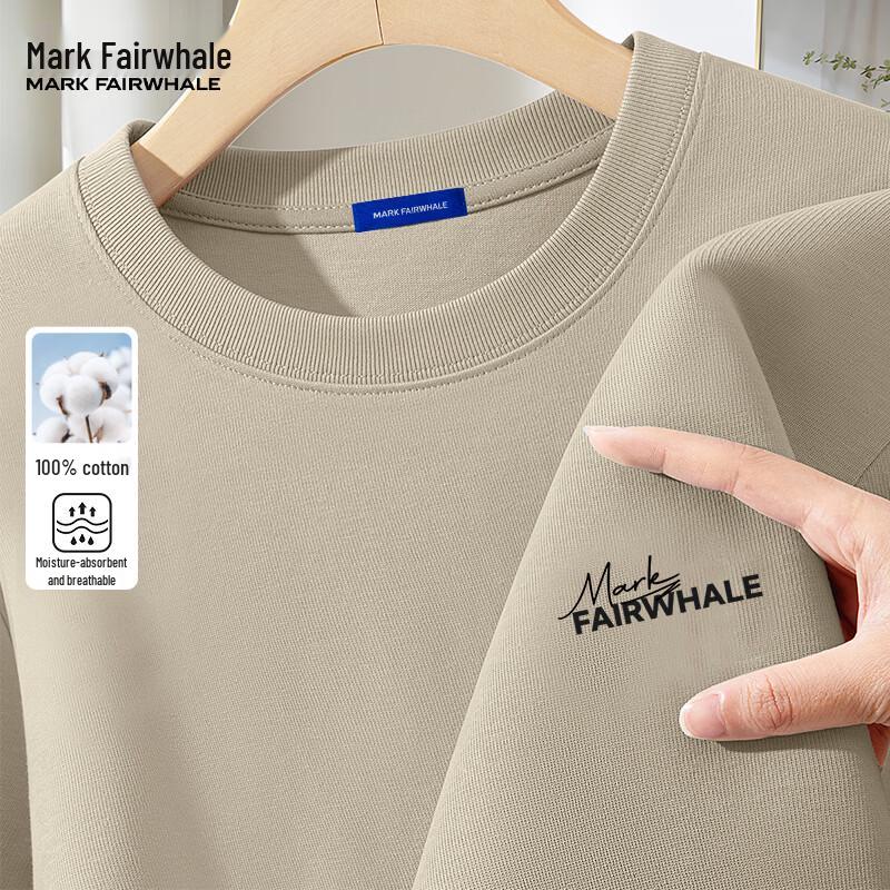 MARK FAIRWHALE Men's 200G Heavyweight Letter Print Cotton T-Shirt