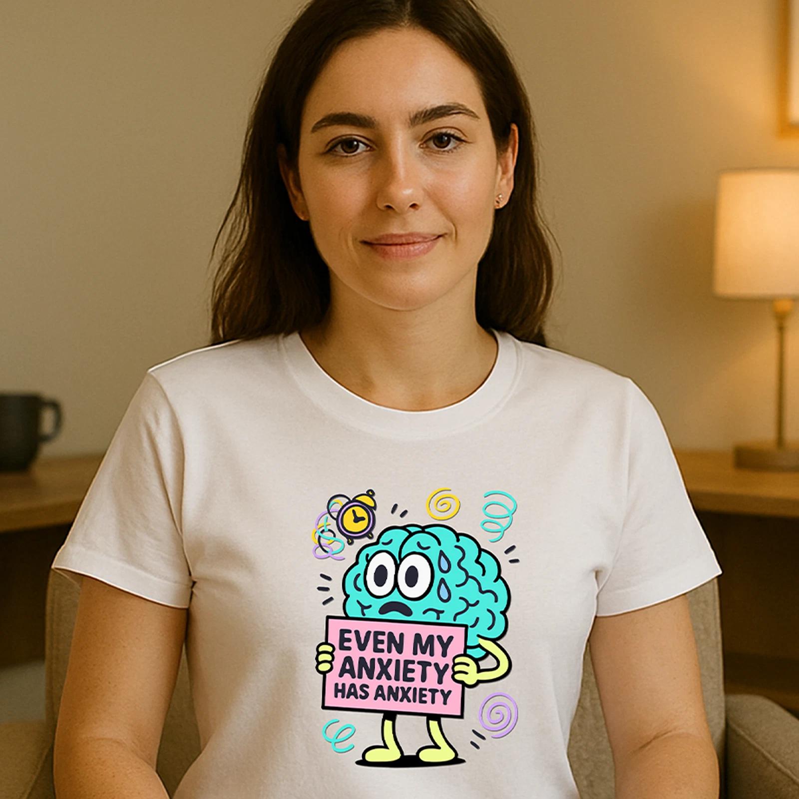 Even My Anxiety Has Anxiety Shirt Funny Mental Health Awareness Graphic Tee S