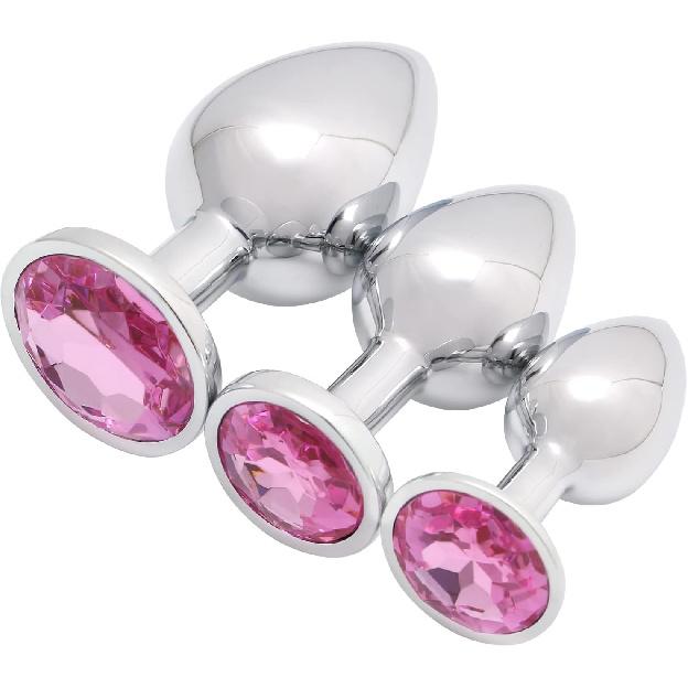 Akstore 3 Luxury jewelry design fetish butt plug(Pink)