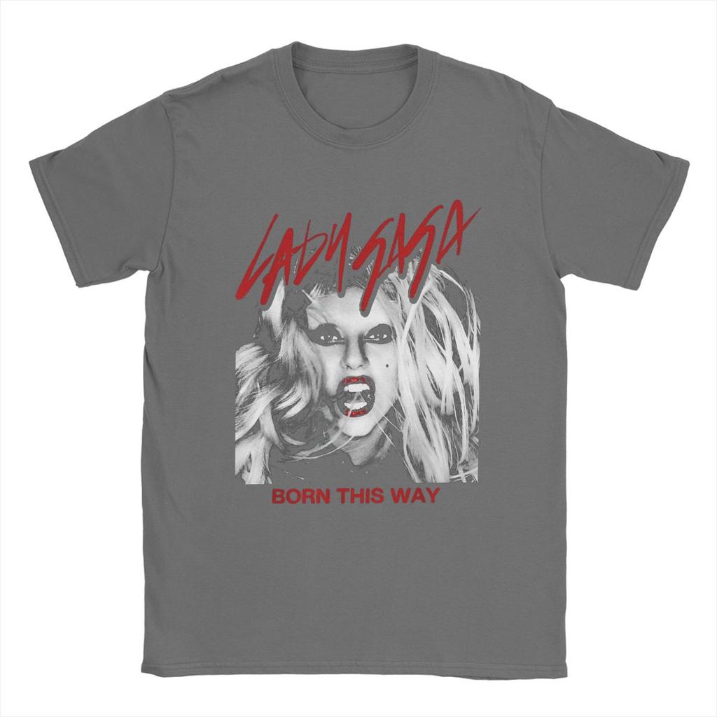Mens Official Lady Born This Way T Shirt Singer Rock Gagas Cotton Merchandise Cool Short Sleeve Crew Neck Tees Adult TShirts
