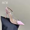 Summer 2025 New French Toe Cap, Pointed Toe, Transparent Pvc Fashion, Red High Heels