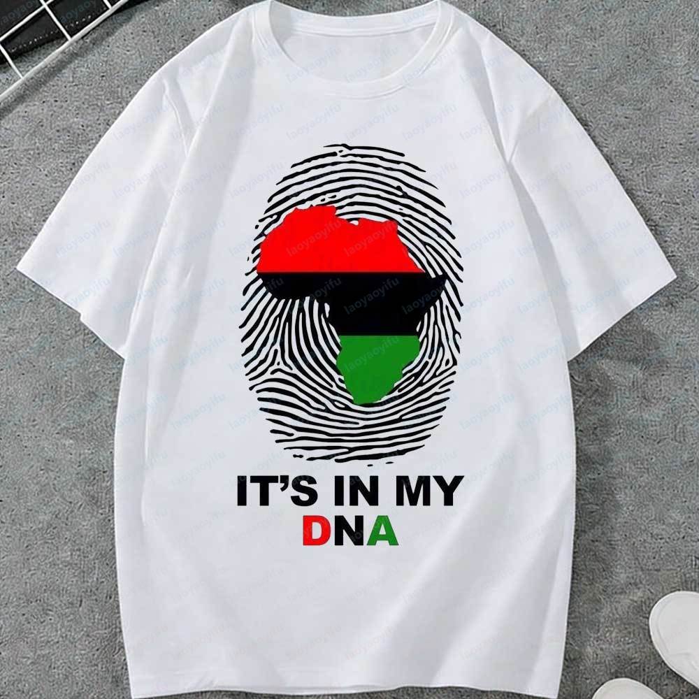Juneteenth Its in My DNA Graphic TShirt African Map Fingerprint Black Pride Cotton Tops for Unisex Women Juneteenth Gift Apparel