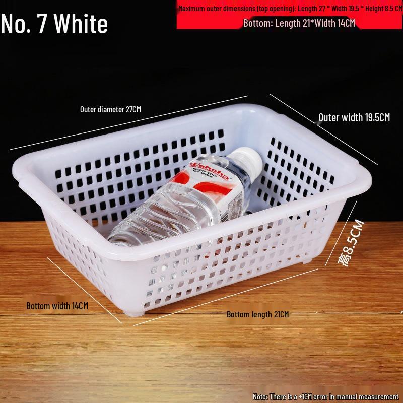 Large White Plastic Rectangular Kitchen Basket for Draining, Washing, and Storage