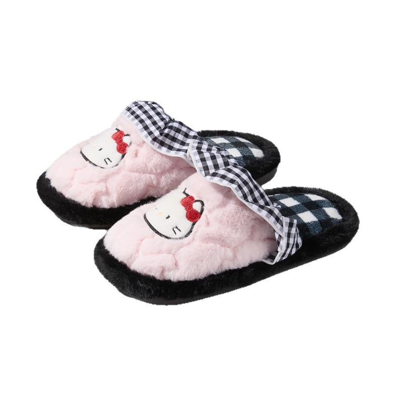 Cute Kitty Bow Slippers: Women's Non-Slip Comfortable Cotton Indoor Shoes for Autumn and Winter