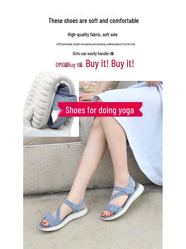 H1109-A2 Women's Lightweight Sporty Sandals - Comfortable, Elastic Band, Plus Size, Summer 2025