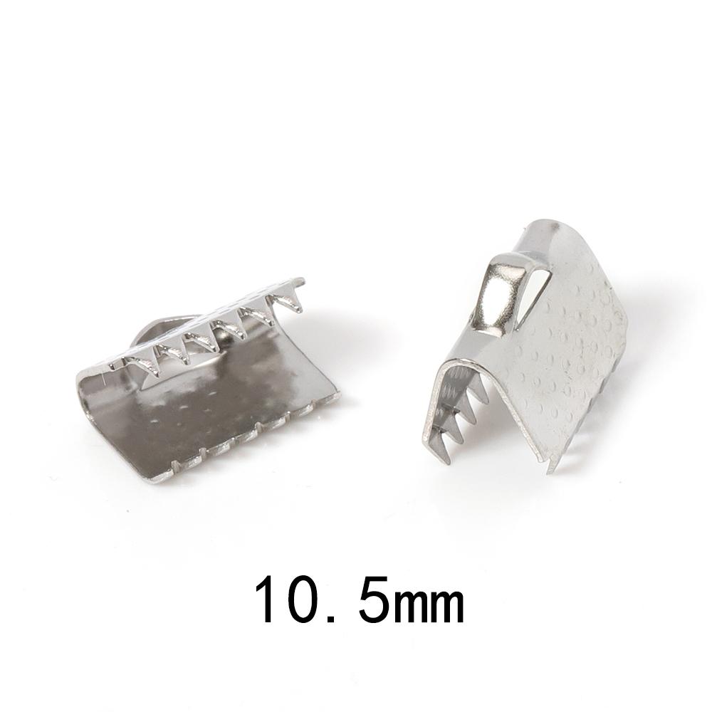 50pcs Stainless Steel Fastener Crimp End Clips Cove Clasps for Jewelry Making Cord Caps Ribbon Leather Cord Foldover Connectors