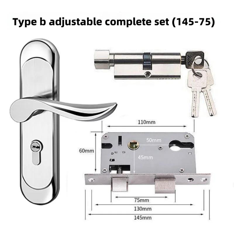 Universal Stainless Steel Indoor Door Lock Adjustable Wooden Door Handle for Bedroom Security Tamper-Free Household Safety