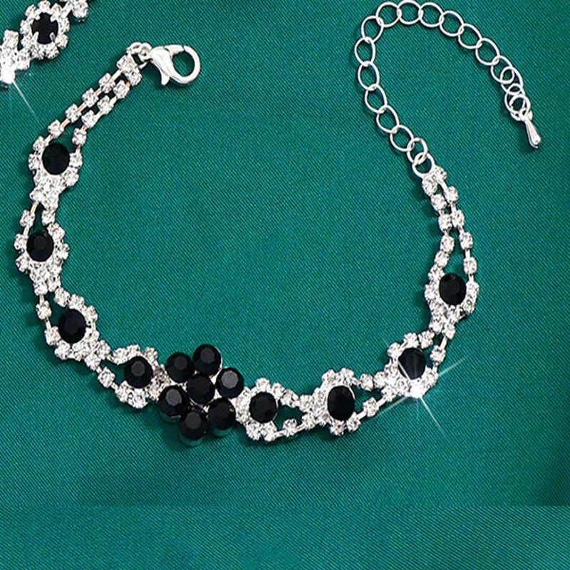 Rhinestone Jewelry Set Women Droplet Necklace Dangle Earrings Bridal Weddings Banquet Accessories