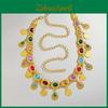 Arabic Jewelry Gold Alloy Acrylic Gem Waist Belt With Hollow Pattern For Ladies Summer Wear