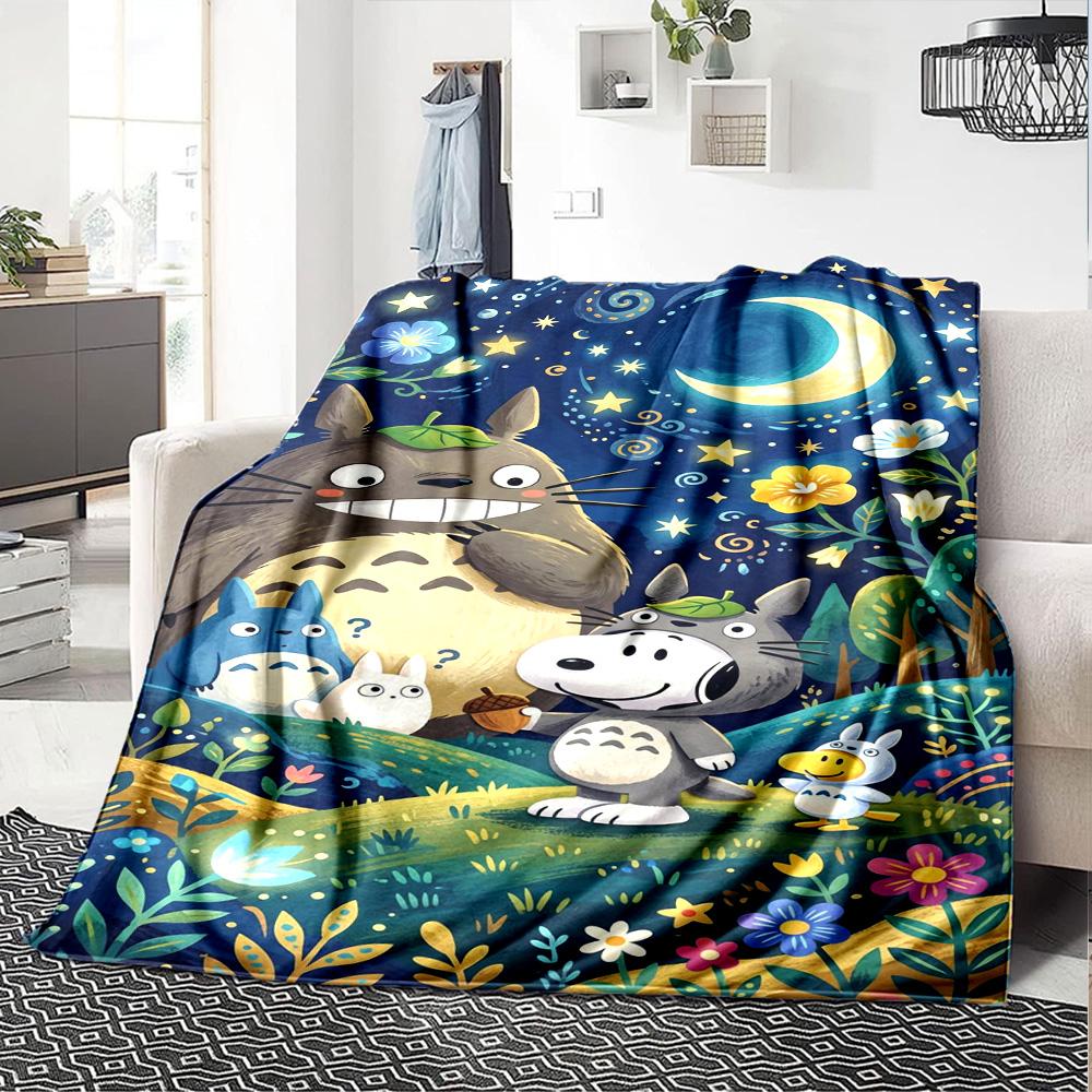 Nighttime Forest Friends Flannel Blanket Super Soft Warm Cozy Blanket For Sofa Bed Office Travel Allseason Home Decor Gift
