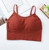 Women's Ribbed V-Neck Cami Top, Seamless U-Back Bralette with Built-in Bra