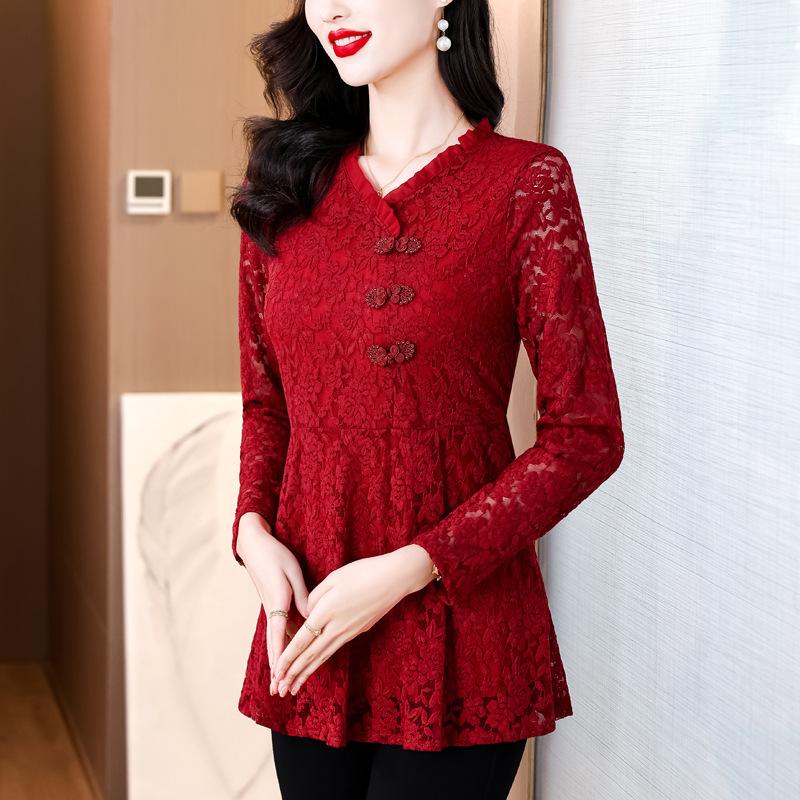 Foreign-style Mother Outfit Wintertime New Arrival Long-sleeved Slim-fitting Bottoming Shirt, Thin and Versatile Waist Top