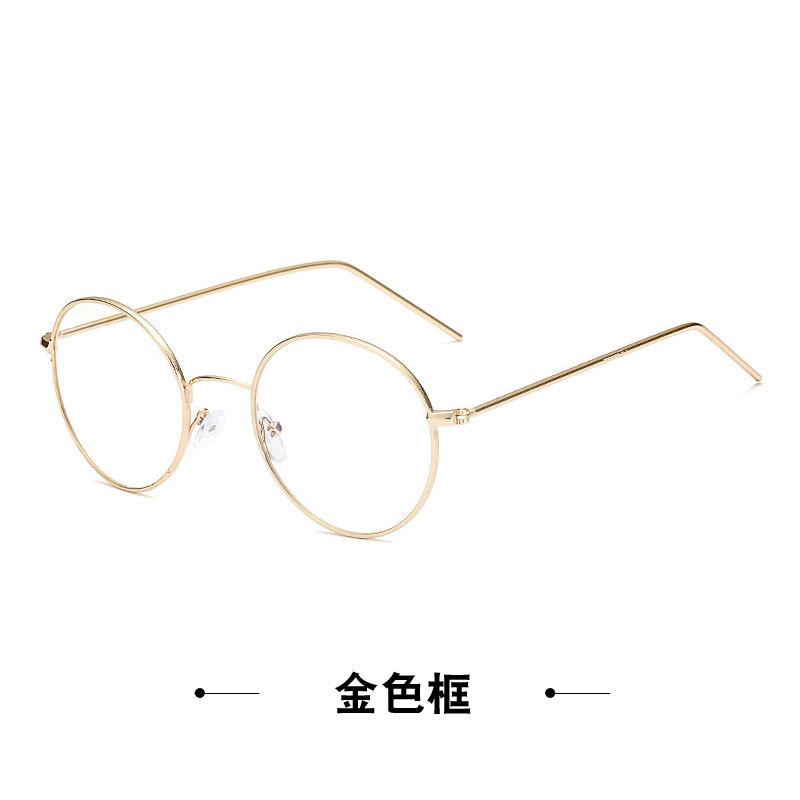 Metal round frame glasses frame, literary metal flat mirror, trendy glasses, retro glasses frame
