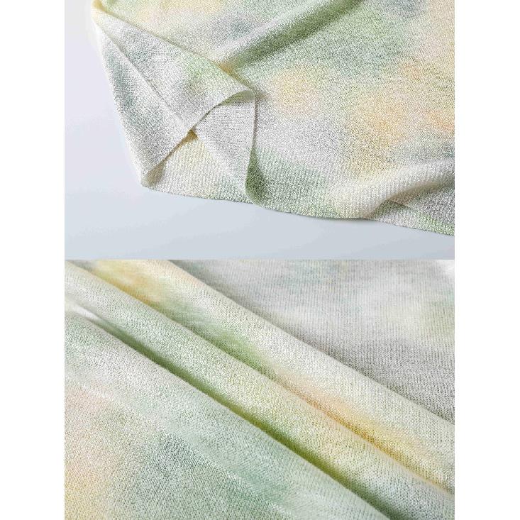 Dámský svetr s krátkým rukávem, pletený svetr s kulatým výstřihem, pleteniny, pulovrové topy, elegantní potisk, barva, oblečení s ochranou proti slunci