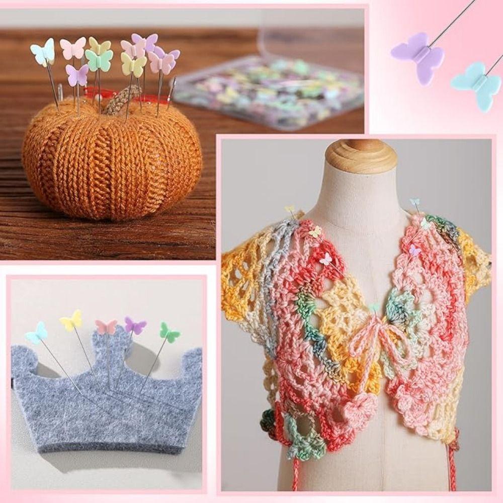 100/200/300Pcs DIY Dressmaking Pins Butterflies Sewing Needle Patchwork Pins  Wig Hairstyle Making