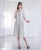LBYL Beige Linen Wine Stitch Dress