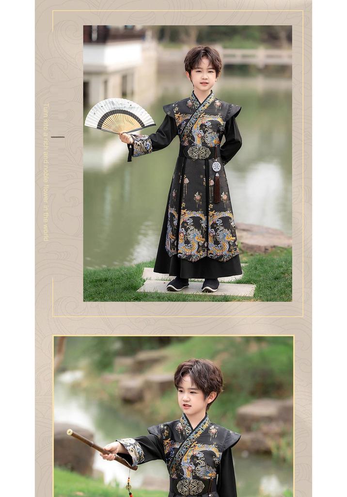 Hanfu Wuxia per ragazzi: Completo in stile Tang Primavera/Autunno 2026 per Esibizioni all'Asilo