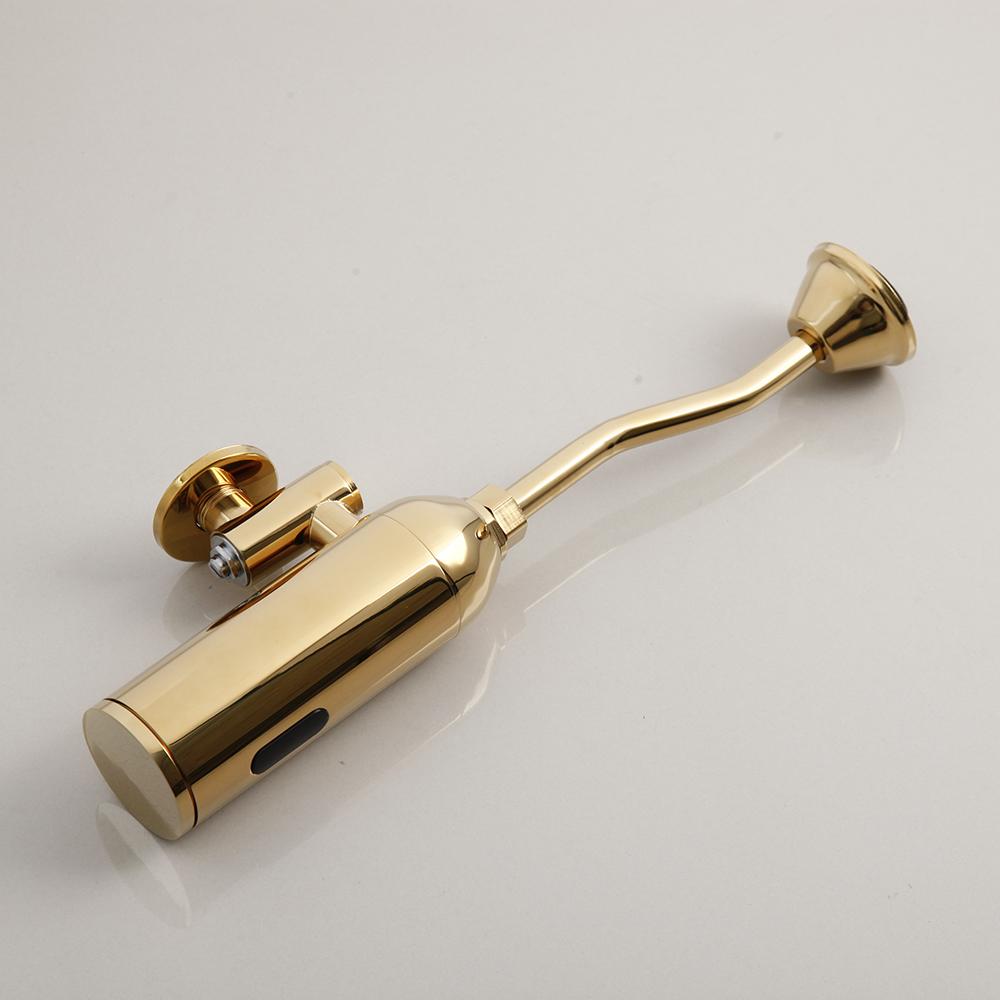 Rubinetto per Urinatoio Automatico Oro Moderno con Sensore e Valvola di Scarico Automatica, Rubinetto a Parete Touch per Bagni di Hotel