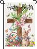Happy Easter Garden Ag 12x18 Inch Double Sided Small Yard Sign with Cross Oral Bunny and Egg Basket, Christian Spring Ou GGO