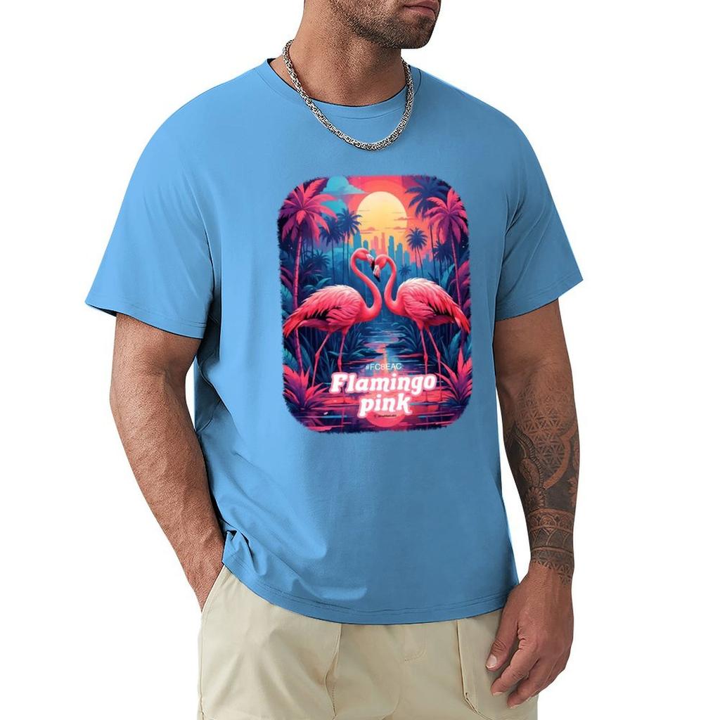 Flamingo Pink T-Shirt Graphic Tee Shirt Funnys Men Clothes