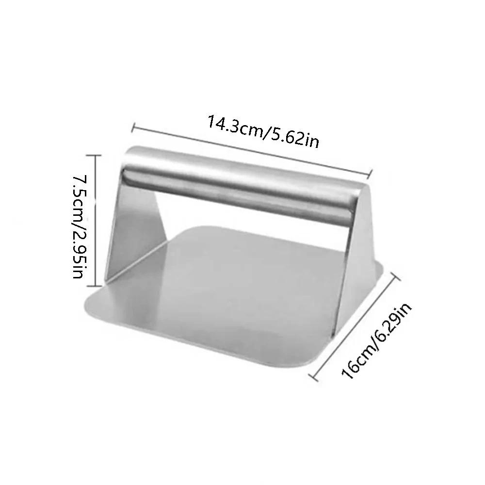 430 Rostfritt Stål Hamburgerköttpress Fyrkantig Burgerköttpress Köksverktyg Köttpressplatta 1 st Cirkulär