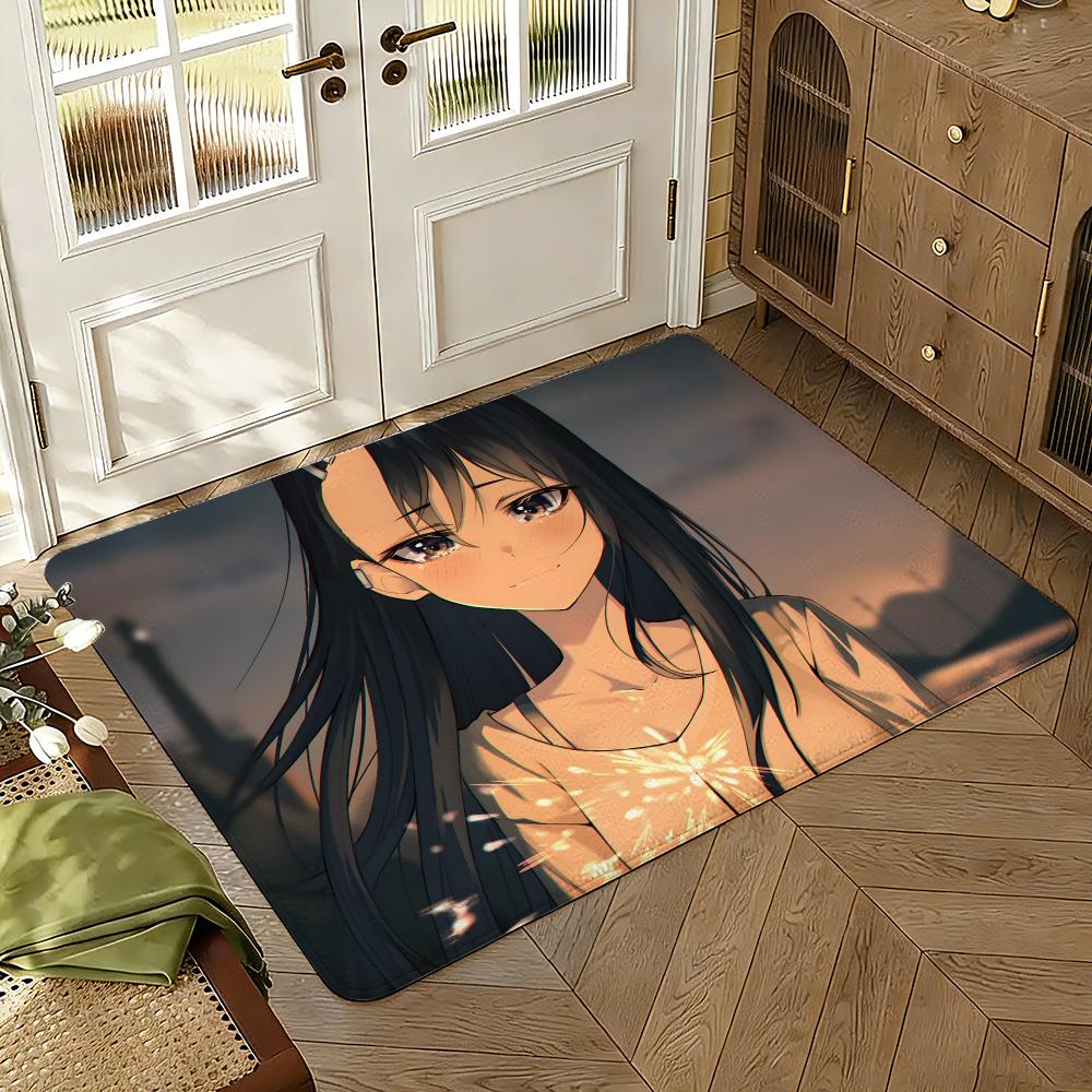 Anime Dont Toy With Me Miss Nagatoro Absorbent Non-Slip Floor Mat Flannel Rug Bedroom Living Room Door Mat Home Decor