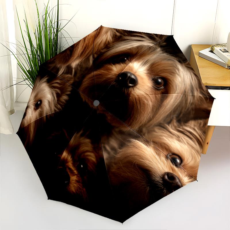 Yorkshire Terrier Pattern, Automatic Folding Umbrella, Portable and Foldable Design, 8 Ribs, a Christmas or Birthday Gift.