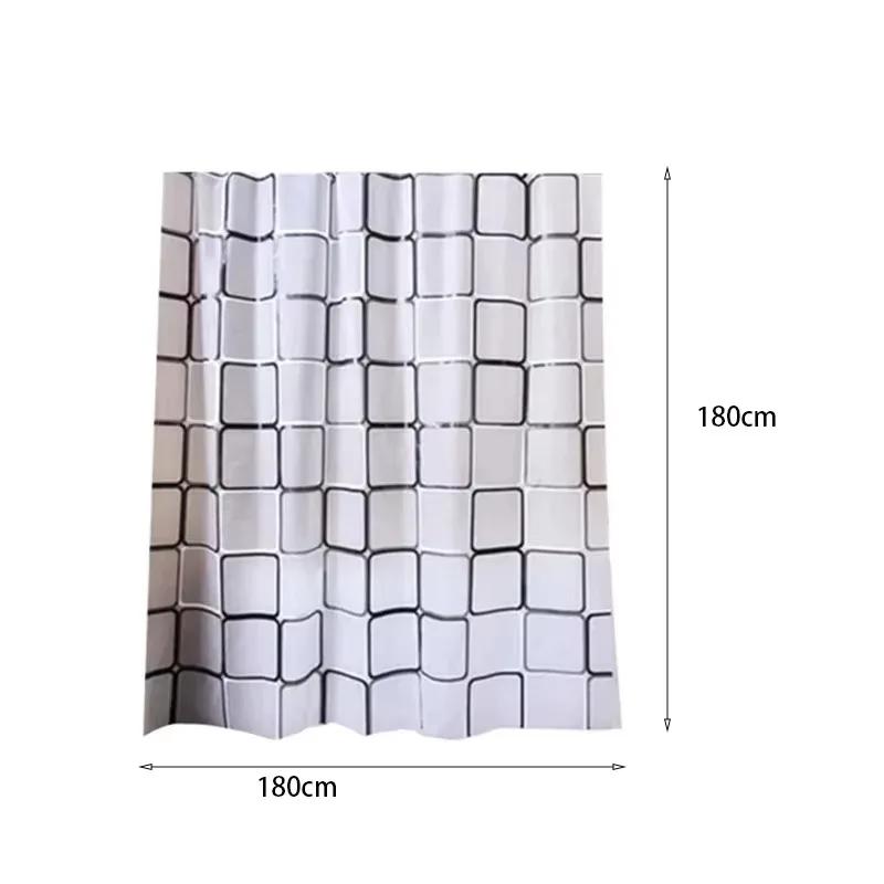 1pc PEVA Water Proof Shower Curtain Bathroom Partition Curtain Bathroom Decoration Accessories Checkered Pattern Shower Curtain