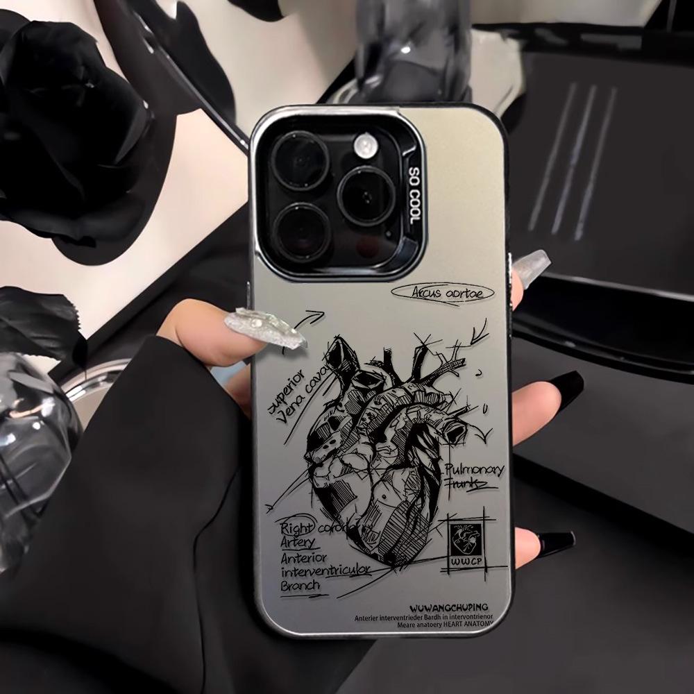 Graffiti heart for iPhone17 Pro Max mobile phone case Apple 15/14 niche 16Pro large hole anti-drop