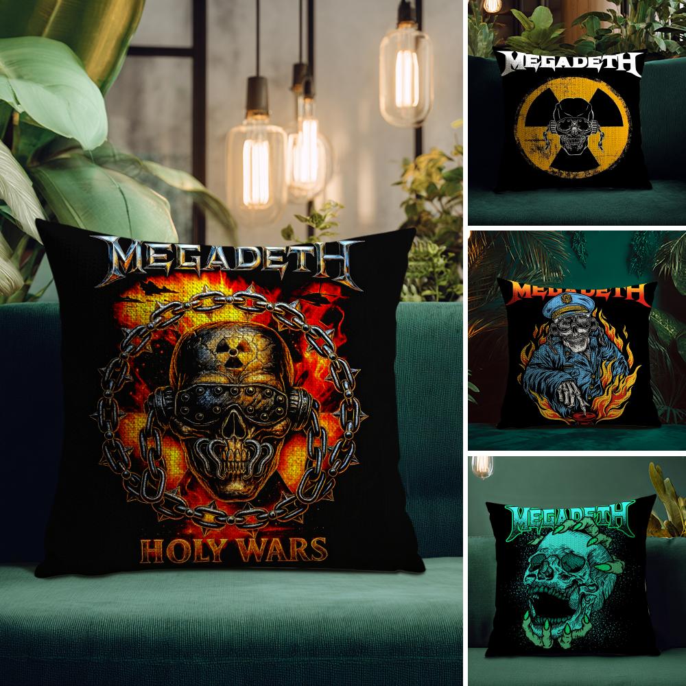 Band M-Megadeths Cushion Cover Natural Linen Pillow Case Double-Sided Print Decorative Sofa Pillowcase Home Decor Gift
