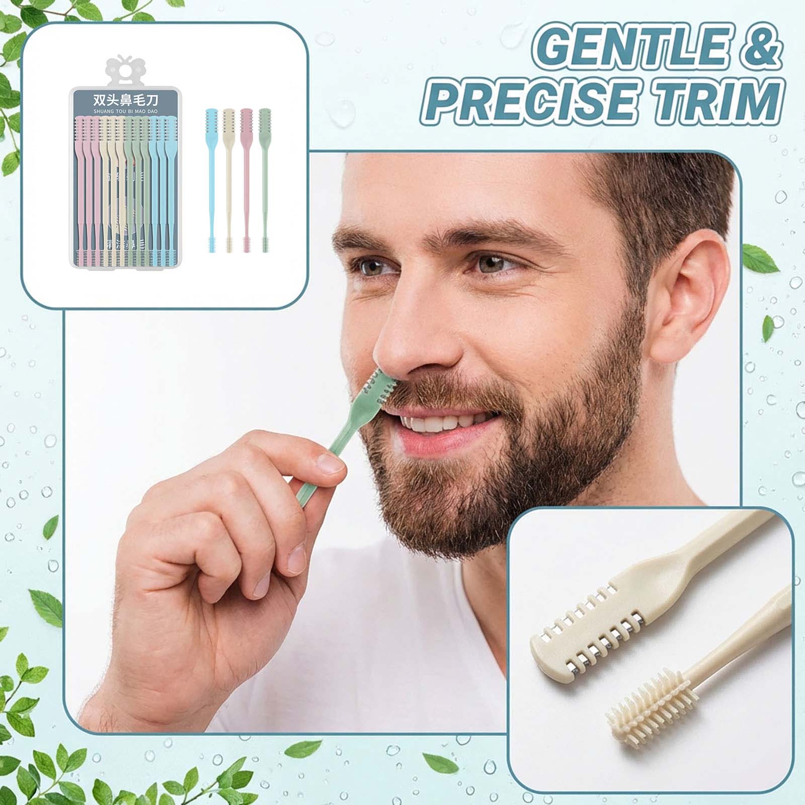 

12pcs 2-in-1 Nasal Hair Cutter, Double-Sided Nose Hair Upgrade, Manual Nose Portable With Soft Cleaning Brush For Women And Men One Size