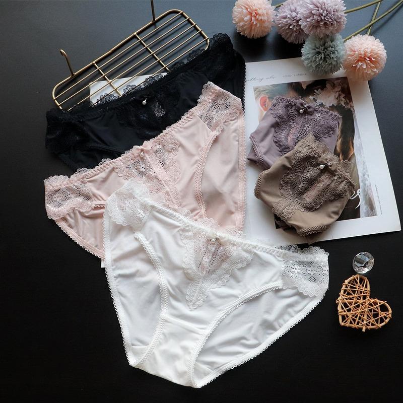 

Высокоэластичное и сексуальное женское нижнее белье из французского кружева, женские дышащие треугольные трусики, пояс из чистого хлопка с низкой талией