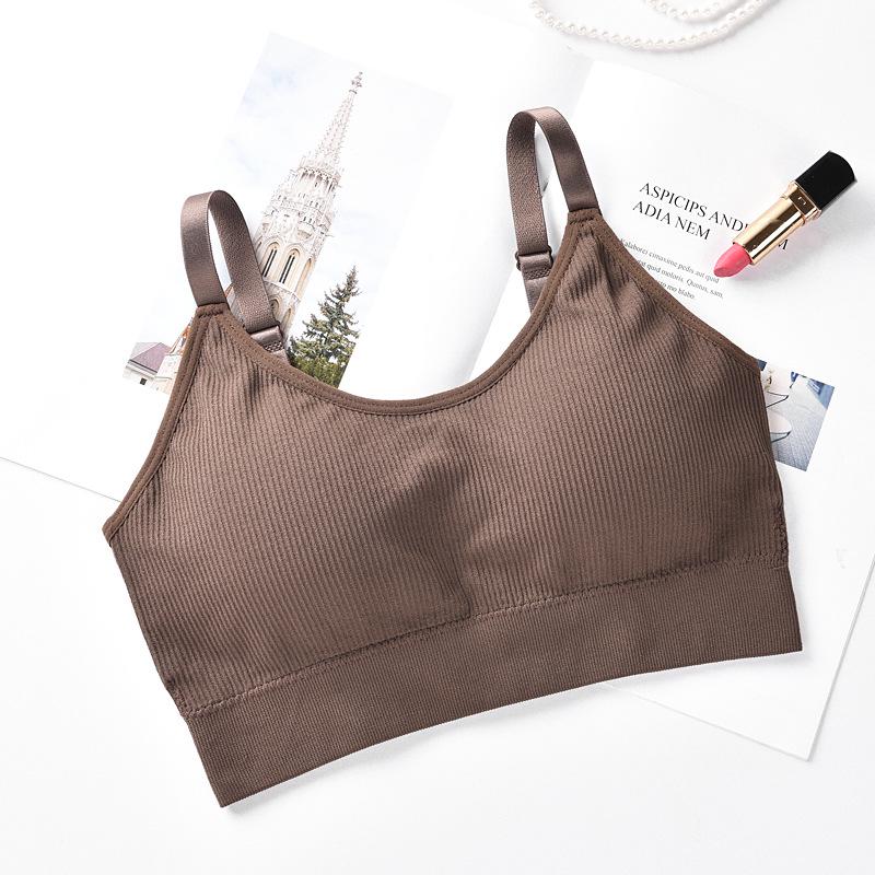 Little Bear Ribbed Wire-Free Bandeau Bra with Chest Pads - Women's Yoga & Sleep Vest