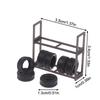 1:64 Scale Tire Rack Display Holder & 7Pcs Tires, Model Car Garage Scene Accessory, Repair Shop Tool Set, Miniature Prop