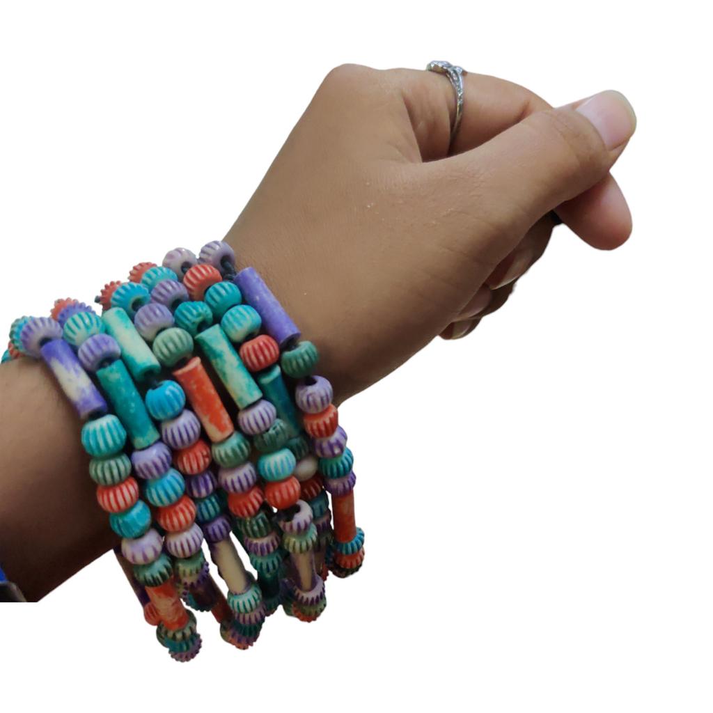 @ Multicolour Fashionable Beads Elastic Bracelet For Men Pack Of 5 MJ-770-60%OFF