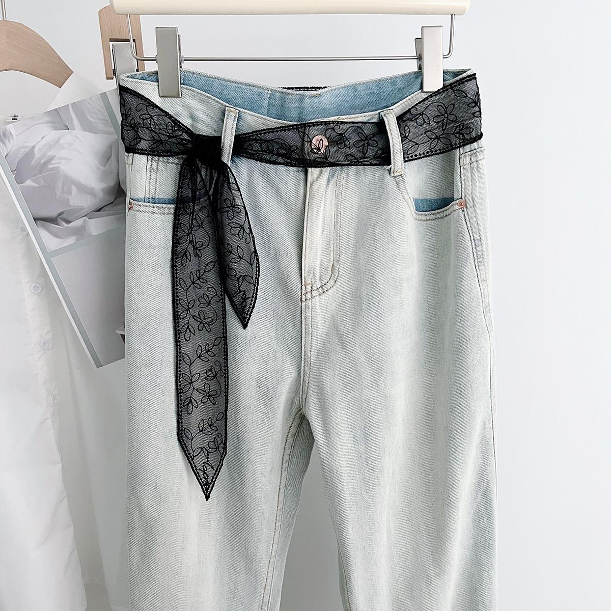 

Узкий кружевной длинный шелковый шарф Супер красивый темпераментный сексуальный декоративный шарф, завязанный на сумке, кружевная лента, женские аксессуары для волос 140cm