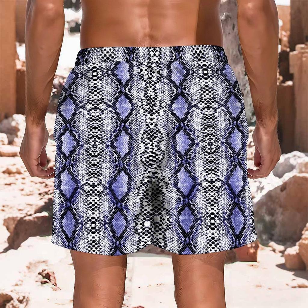 Men Drawstring Elastic Waist Shorts Brown Black Classic Full Leopard Animal Print Bottoms